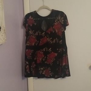 Torrid Black Floral Flare Shirt - Plus Size 2